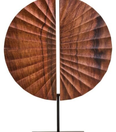 Ulva Brown Wood Sculpture with Black Base