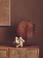 Ulva Brown Wood Sculpture with Black Base