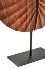 Ulva Brown Wood Sculpture with Black Base