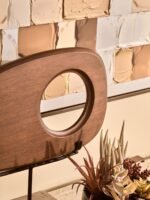Ulva Natural Wood Horizontal Sculpture with Travertine Base