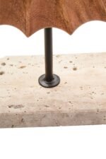 Ulva Natural Wood Round Sculpture with Travertine Base