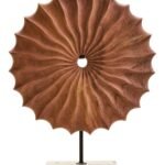 Ulva Natural Wood Round Sculpture with Travertine Base