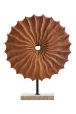 Ulva Natural Wood Round Sculpture with Travertine Base