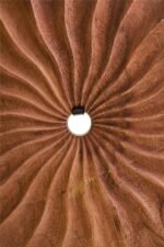 Ulva Natural Wood Round Sculpture with Travertine Base