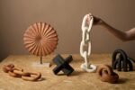 Ulva Natural Wood Round Sculpture with Travertine Base