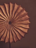 Ulva Natural Wood Round Sculpture with Travertine Base