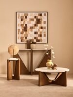 Ulva Natural Wood Sculpture with Travertine Base
