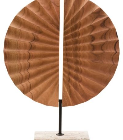 Ulva Natural Wood Sculpture with Travertine Base