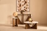 Ulva Natural Wood Sculpture with Travertine Base