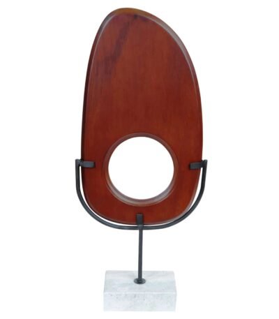 Ulva Natural Wood Vertical Sculpture with Travertine Base
