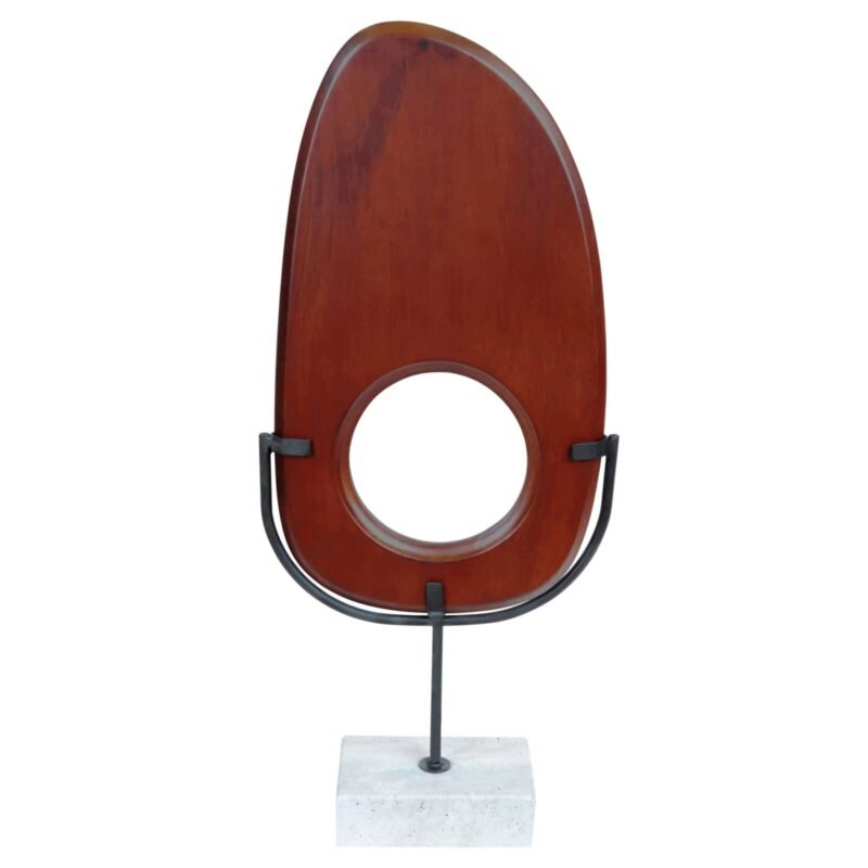 Ulva Natural Wood Vertical Sculpture with Travertine Base