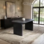 Varm & Cyra Dining Table Set with 2 Beige Chenille Benches - Image 2