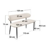 Varm & Cyra Dining Table Set with 2 Beige Chenille Benches - Image 5