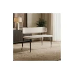 Varm & Cyra Black Extending Dining Table Set with 2 Beige Chenille Benches