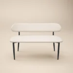 Varm & Cyra Black Extending Dining Table Set with 2 Beige Chenille Benches