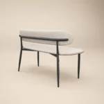 Varm & Cyra Black Extending Dining Table Set with 2 Beige Chenille Benches