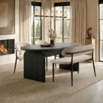 Varm & Cyra Dining Set with Table, Chenille Chairs & Bench