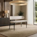Varm & Cyra Dining Set with Table, Chenille Chairs & Bench