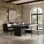Varm & Cyra Extending Dining Set with Table, Chenille Chairs & Bench