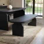Varm Dining Set with Black Table, Bench & 4 Aiko Green Chairs