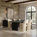 Varm & Estella Extendable Dining Table with Velvet Chairs