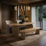 Varm & Estella Extendable Dining Table with Velvet Chairs & Bench