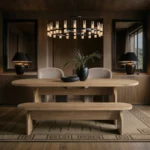 Varm & Estella Extendable Dining Table with Velvet Chairs & Bench