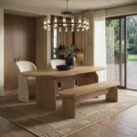 Varm & Estella Extendable Dining Table with Velvet Chairs & Bench