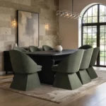 Varm Extendable Table & Aiko Green Chairs Dining Set