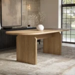 Varm Oval Extendable Dining Table Wood Effect Ribbed