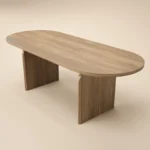 Varm Oval Extendable Dining Table Wood Effect Ribbed