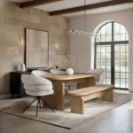 Varm Ribbed Dining Table with Bench & Eira Chairs Set