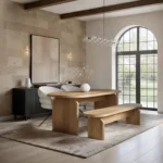 Varm Ribbed Dining Table with Bench & Eira Chairs Set