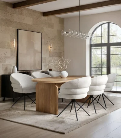 Varm Ribbed Dining Table with Eira Chairs Set