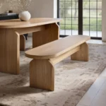 Varm Ribbed Oval Dining Table & 2 Bench Set
