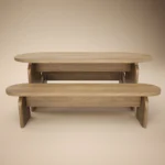 Varm Ribbed Oval Dining Table & 2 Bench Set