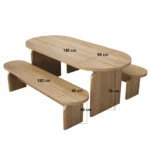 Varm Ribbed Oval Dining Table & 2 Bench Set