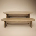 Varm Ribbed Oval Extendable Dining Table & 2 Bench Set