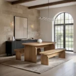 Varm Wood Effect Ribbed Dining Bench