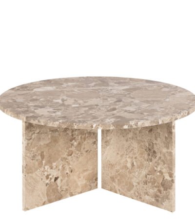 Vega Round Coffee Table with Brown Marble Top 90cm