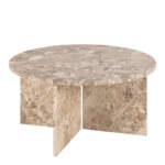 Vega Round Coffee Table with Brown Marble Top 90cm