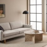 Vega Round Coffee Table with Brown Marble Top 90cm