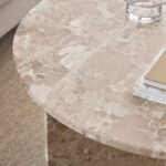 Vega Round Coffee Table with Brown Marble Top 90cm