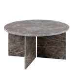 Vega Round Coffee Table with Marron Marble Top 90cm