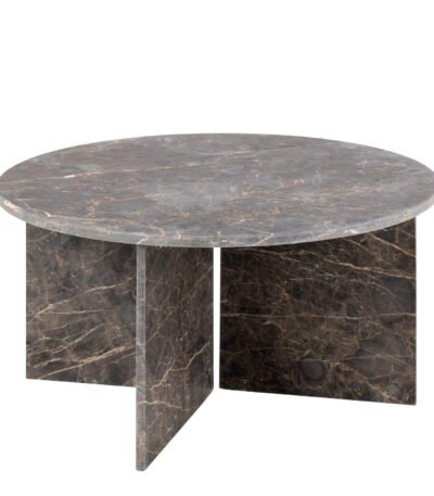 Vega Round Coffee Table with Marron Marble Top 90cm