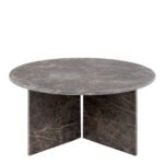 Vega Round Coffee Table with Marron Marble Top 90cm