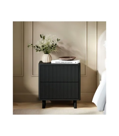 Velmor 2 Drawer Ribbed Bedside Table