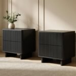 Velmor 2 Drawer Ribbed Bedside Tables Set of 2