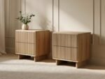 Velmor 2 Drawer Ribbed Bedside Tables Set of 2 - Image 4