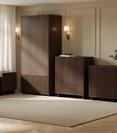 Velmor 5 Piece Ribbed Bedroom Furniture Set